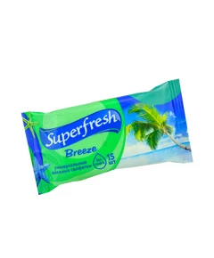 Влажные салфетки SuperFresh "Бриз" 15шт