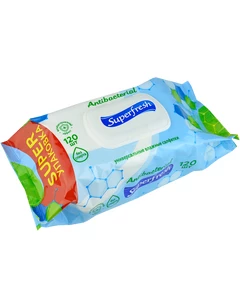 Салфетки влажные Superfresh Antibacterial с клапаном 120шт