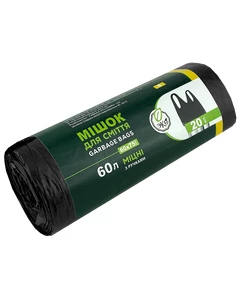 Пакет для мусора с ручками ЭКО 60л 20шт 13мкм Усиленный