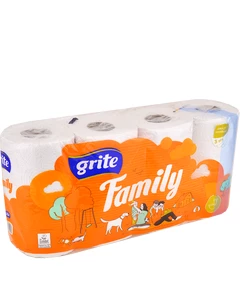 Бумага туалетная Grite Family 3 слоя, 150 листов 8шт