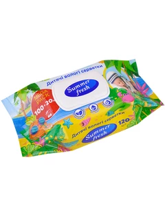 Салфетки влажные Summer Fresh с клапаном 120шт