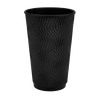 Стакан паперовий 500мл гофрований Double Black 20шт, Розмір стакана: 500, Колір стакана: Чорний, Матеріал: Картон