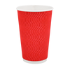 Стакан паперовий 500мл гофрований червоний 20шт, Розмір стакана: 500, Колір стакана: Червоний, Матеріал: Картон