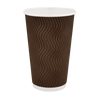Стакан бумажный 500мл гофрированный коричневый 20шт