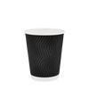 Стакан бумажный 250мл евро гофрированный черный 30шт