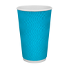 Стакан бумажный 500мл гофрированный бирюзовый 20шт, Размер стакана: 500, Цвет стакана: Бирюзовый, Материал: Картон