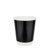 Стакан бумажный 250мл евро двухслойный глянцевый черный 30шт