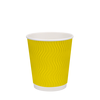 Стакан бумажный 250мл евро гофрированный желтый 30шт, Размер стакана: 250 Евро, Цвет стакана: Желтый, Материал: Картон