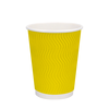 Стакан бумажный 400мл гофрированный желтый 30шт, Размер стакана: 400, Цвет стакана: Желтый, Материал: Картон