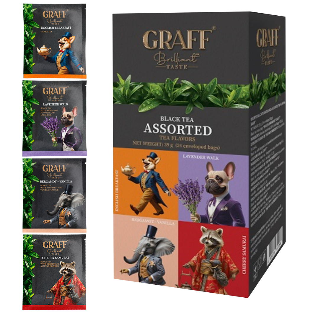 Чай чорний байховий Assorted tea flavors асорті Graff 24 шт