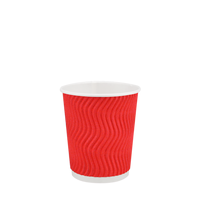 Стакан бумажный 180мл гофрированный красный 30шт, Размер стакана: 180, Цвет стакана: Красный, Материал: Картон
