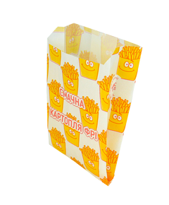 Бумажный пакет жиростойкий для картошки фри 170х100х50мм (ВхШхГ) 70г/м - 100шт