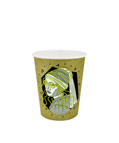Стакан паперовий 250мл євро одношаровий Дівчина з перлинною сережкою 50шт, Розмір стакана: 250 Євро, Колір стакана: З зображенням
