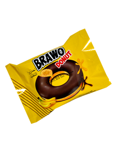 Кекс Brawo Donut с банановой начинкой в какао-молочной глазури 50г (уп/24шт)