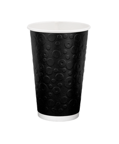 Стакан паперовий 500мл двошаровий DONUTS чорний 20шт, Розмір стакана: 500, Колір стакана: Чорний, Матеріал: Картон