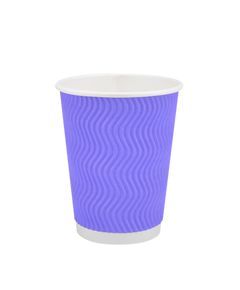 Стакан бумажный 400мл гофрированный светло-фиолетовый 30шт, Размер стакана: 400, Цвет стакана: Фиолетовый, Материал: Картон