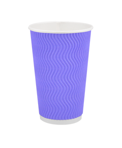 Стакан бумажный 500мл гофрированный светло-фиолетовый 20шт, Размер стакана: 500, Цвет стакана: Фиолетовый, Материал: Картон
