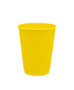Стакан бумажный 400мл гофрированный Double YELLOW SUBMARINE 25шт, Размер стакана: 400, Цвет стакана: Желтый
