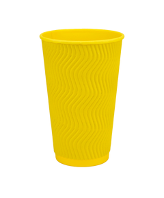 Стакан бумажный 500мл гофрированный Double YELLOW SUBMARINE 20шт, Размер стакана: 500, Цвет стакана: Желтый