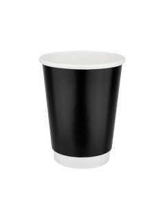 Стакан бумажный 400мл двухслойный глянцевый черный 30шт, Размер стакана: 400, Цвет стакана: Черный, Материал: Картон