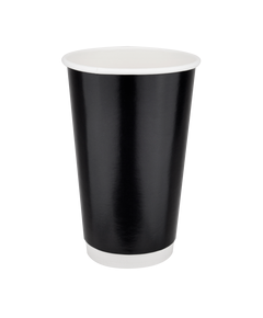 Стакан бумажный 500мл двухслойный глянцевый черный 25шт, Размер стакана: 500, Цвет стакана: Черный, Материал: Картон