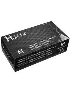 Перчатки нитриловые текстурированные HOFFEN черные M 100шт