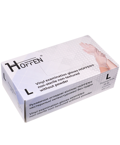 Перчатки виниловые неопудренные HOFFEN прозрачные L 100шт