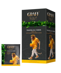 Чай зелений байховий Tropicana verde з ароматом манго і лічі Graff 20шт х 1.5г
