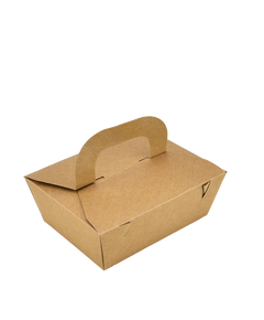 Упаковка для других страв крафт клеєна ламінована з ручкою 200х140х60мм 1420мл 50шт