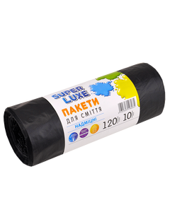 Пакет для мусора SUPER LUXE 120л 10шт 25мкм Усиленный