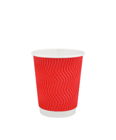 Стакан бумажный 250мл евро гофрированный красный 30шт, Размер стакана: 250 Евро, Цвет стакана: Красный, Материал: Картон
