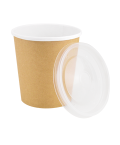 Кришка для супника крафт/білий D-90мм 375мл 50шт