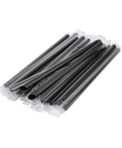 Трубочка для коктейлей в индивидуальной упаковке BUBBLE TEA Черная 210х10мм 200шт