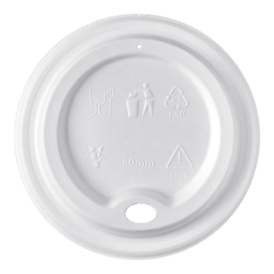 ​Кришка для паперових стаканів із цукрової тростини REC-80 біла 50шт