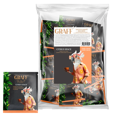 Чай зеленый байховый Citrus space с ароматом бергамота и лимона Graff 50шт х 1.5г