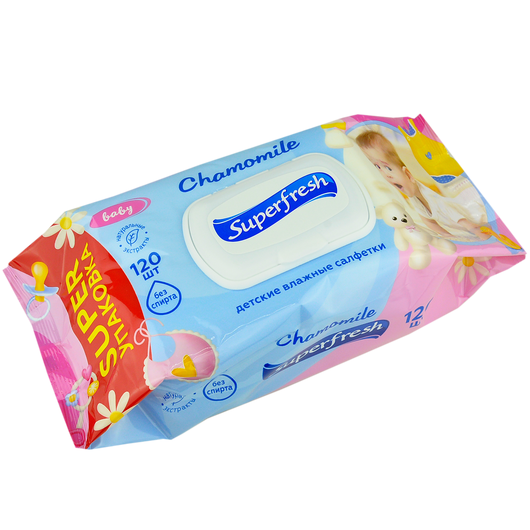 Салфетки влажные Superfresh с клапаном 120шт