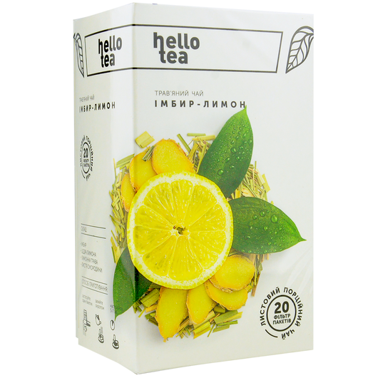 Чай трав'яний Hello Tea Ginger Lemon - Імбир-лимон, фільтр-пак 20шт