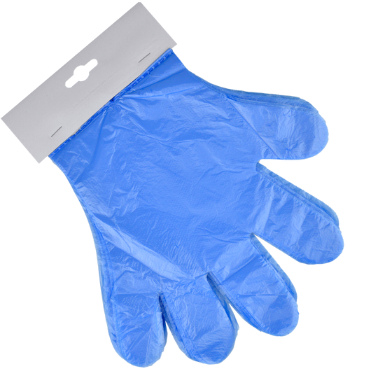 Перчатки полиэтиленовые отрывные на картоне (голубые) 100шт
