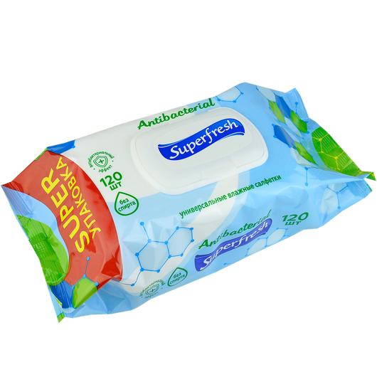Салфетки влажные Superfresh Antibacterial с клапаном 120шт