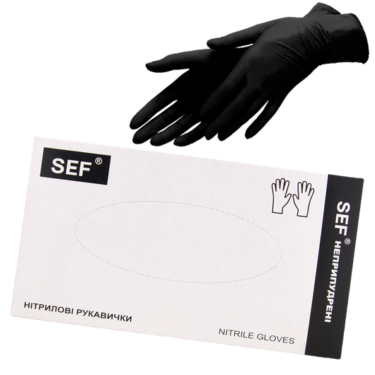 Перчатки нитриловые текстурированные SFM черные L