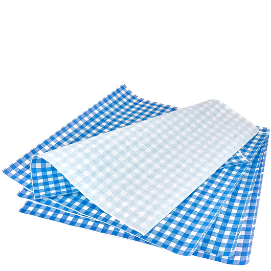 Упаковочная бумага «Гамбургер» голубая клетка 300х320 мм (1879)