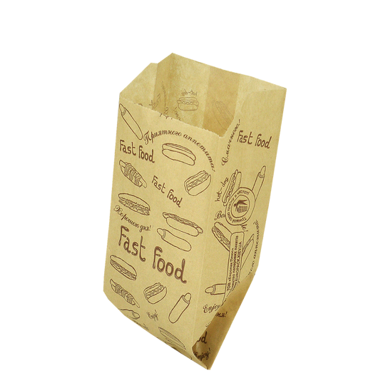 Паперовий пакет «Французький fast food» крафт 160х70х40 мм (88)