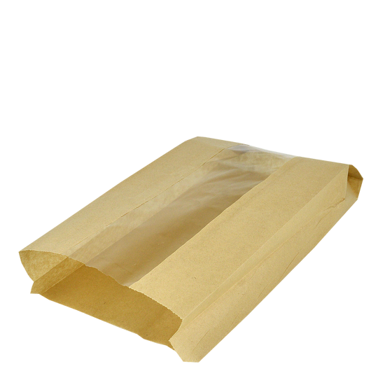 Паперовий пакет з прозорою вставкою крафт 210х100х50/40мм, изображение 3