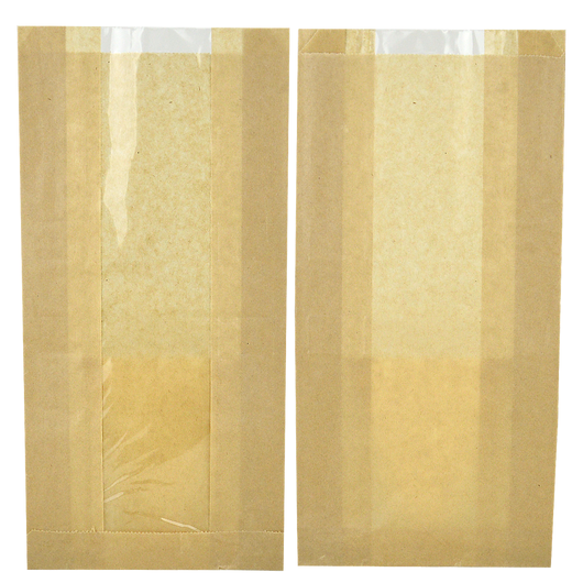 Паперовий пакет з прозорою вставкою крафт 210х100х50/40мм, изображение 2