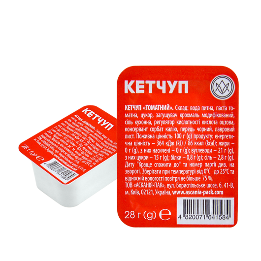 Кетчуп порционный Томатный 28г, изображение 2