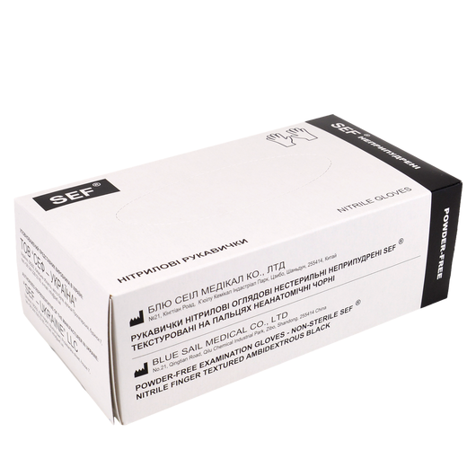 Перчатки нитриловые текстурированные SFM черные M 100шт, изображение 2