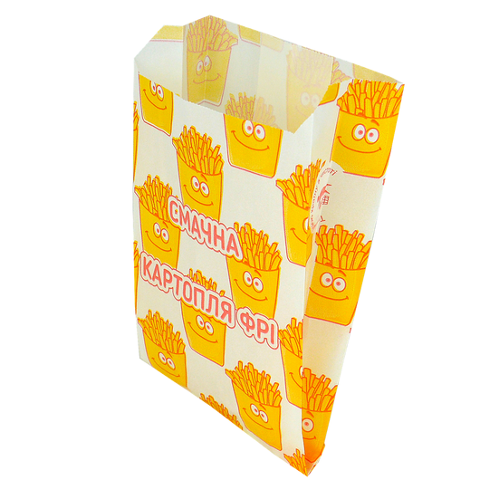 Бумажный пакет жиростойкий для картошки фри 170х100х50мм (ВхШхГ) 70г/м - 100шт