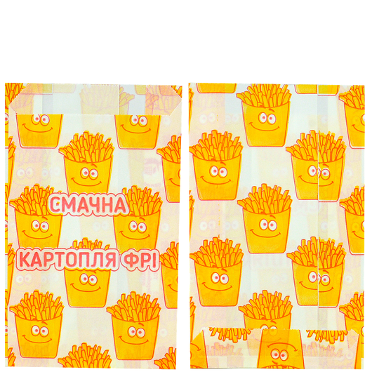 Паперовий пакет для картоплі фрі 170х100х50мм 100шт, изображение 3
