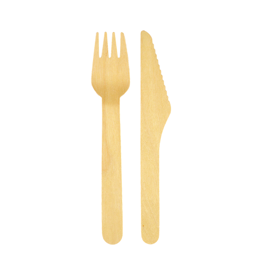 Одноразовий набір дерев'яний (виделка, ніж, серветка) 25шт, изображение 2