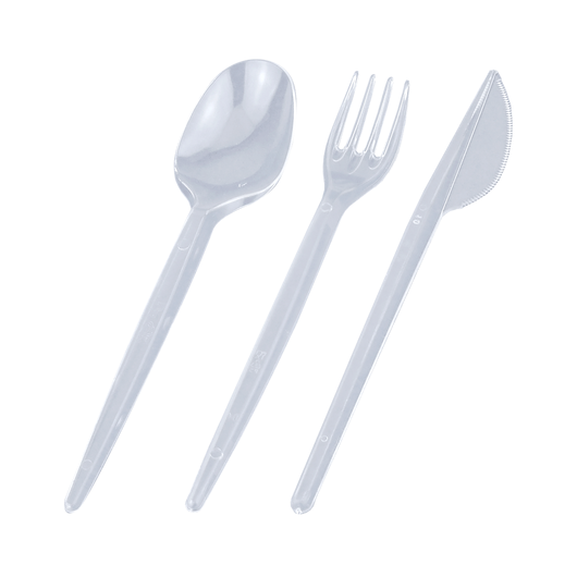 Одноразовий набір прозорий (виделка, ложка, ніж, серветка) 500шт, изображение 2